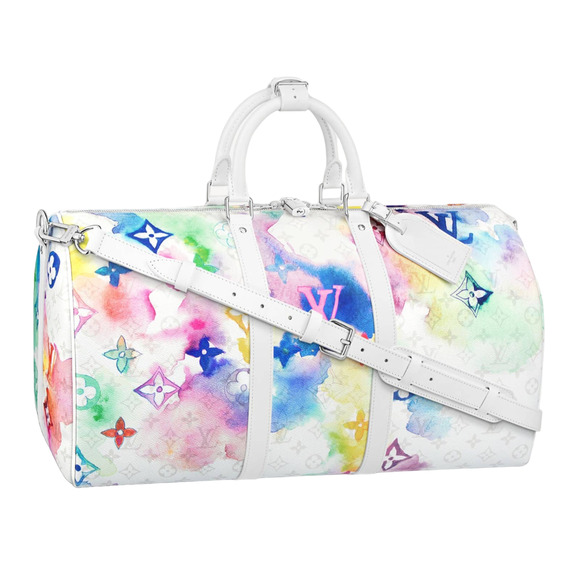 Louis Vuitton Keepall Bandouliere 50 Watercolor Multicolor Weekend Travel Bag - Picture 1 of 12